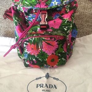 prada floral backpack